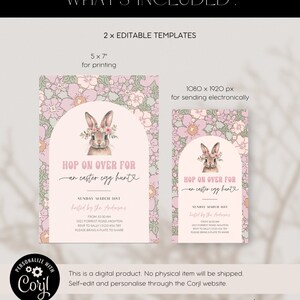 Easter Egg Hunt Brunch Invitation, Floral Hop on Over Easter ...