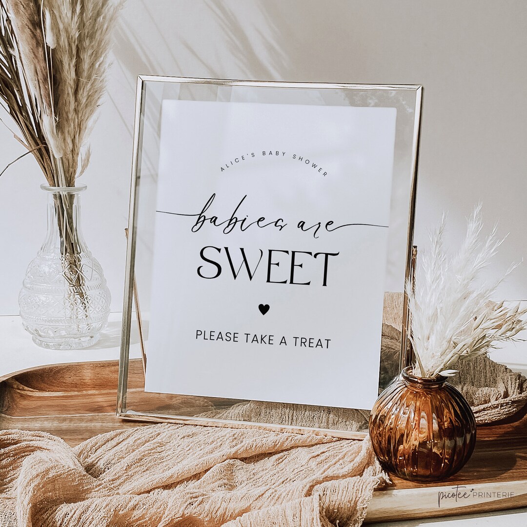 Babies Are Sweet Sign Printable, Minimalist Baby Shower Sign, Dessert ...