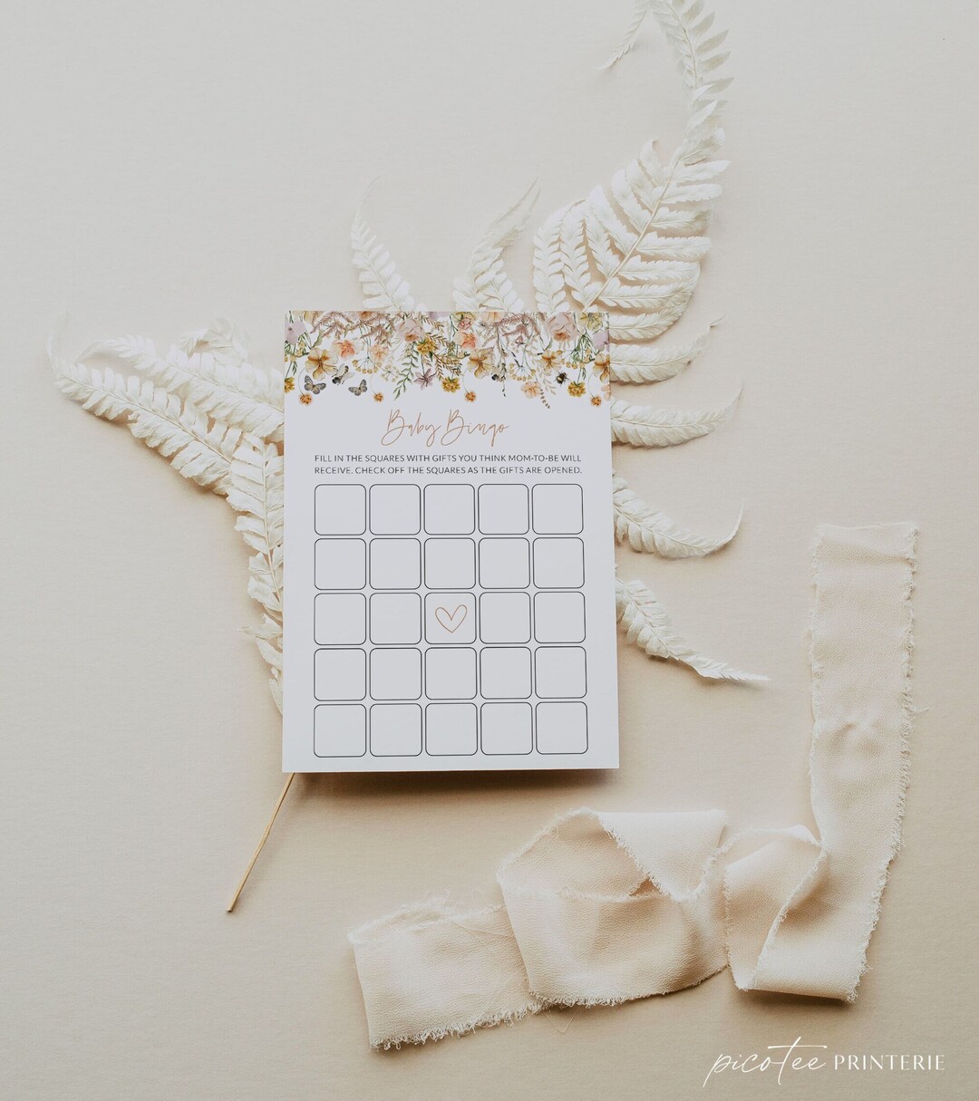 Wildflower Baby Bingo Game Printable, Floral Find the Guest Baby Bingo ...
