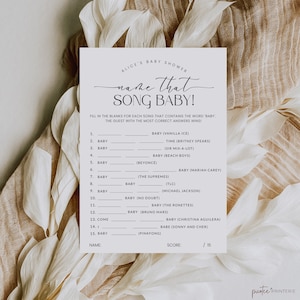 Name That Baby Song Game, Name That Song Baby, Minimalist Baby Shower, Name That Baby Tune, Gender Neutral, Instant Download, Corjl PP50