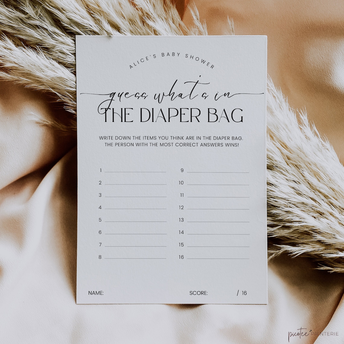 What's in the Diaper Bag Baby Shower Game Minimalist Baby Etsy