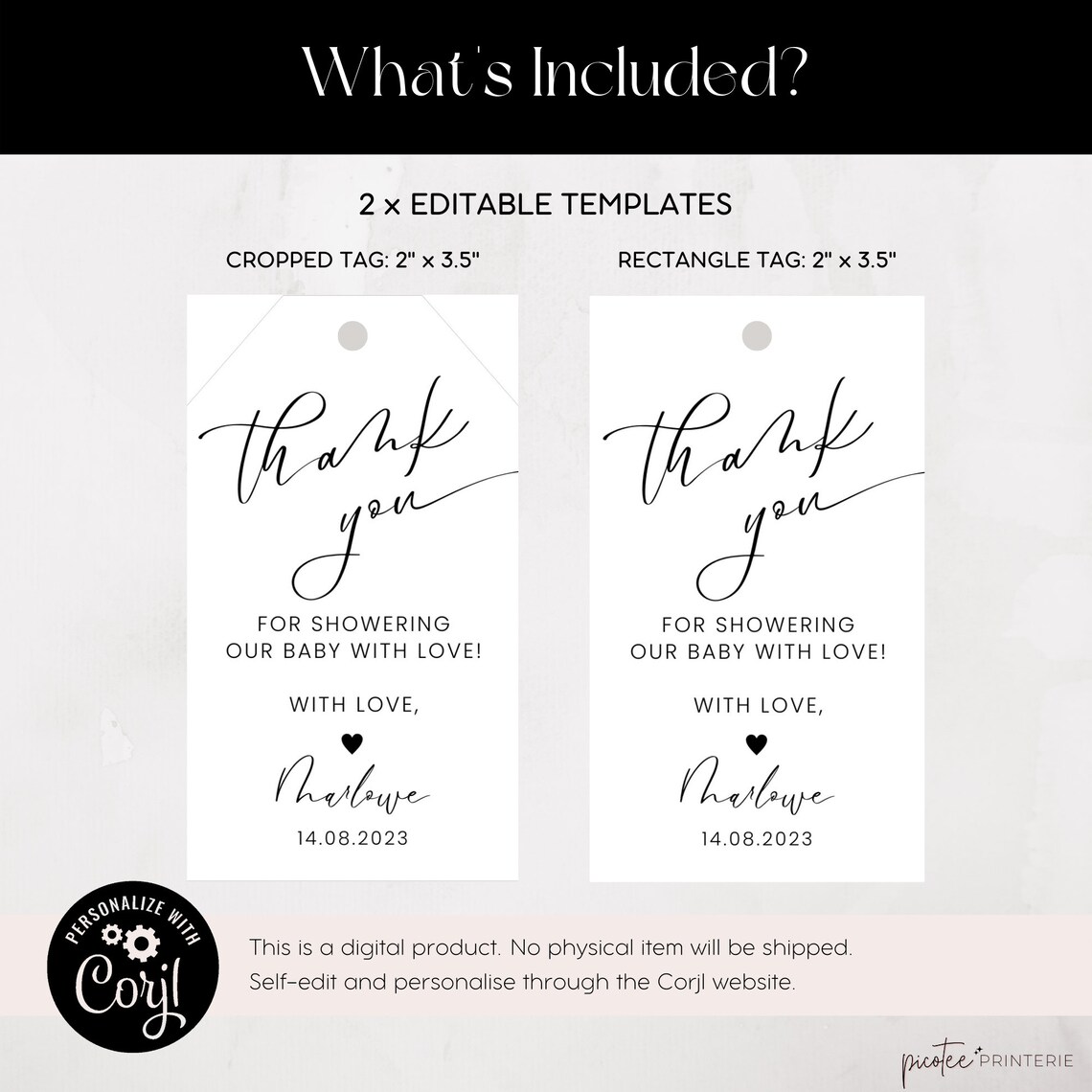 Thank You Tags Baby Shower Baby Shower Favor Tags to Print - Etsy