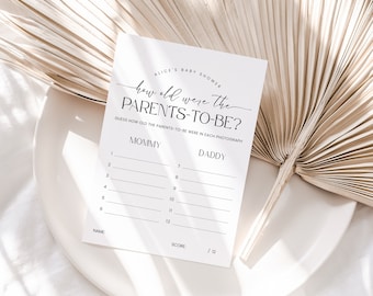 How Old Were The Parents To Be Baby Shower Game, Minimalist, Guess How Old Were They, Gender Neutral Shower, Instant Download, Corjl PP50