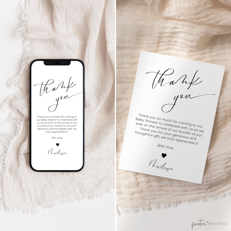 Thank You Cards Baby Shower Digital Thank You Cards Baby Etsy