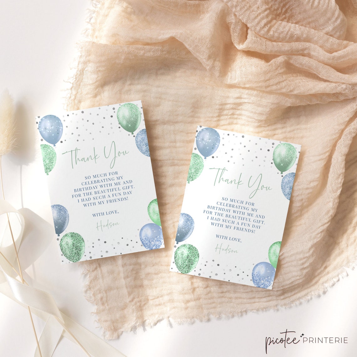 Editable Thank You Card Template for Boys Birthday Printable - Etsy