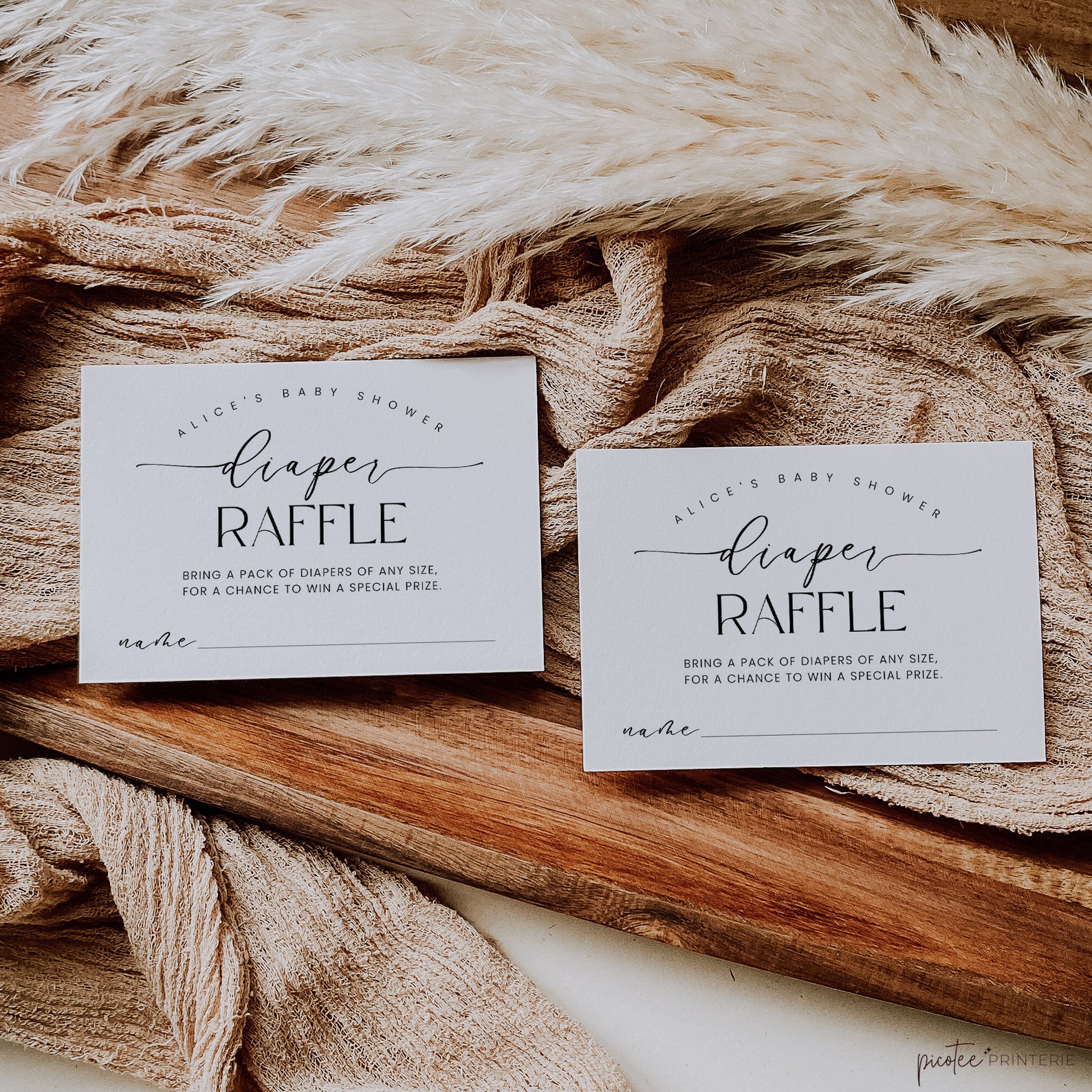 Minimalist Diaper Raffle Sign and Ticket, Baby Shower Sign Card, Diaper ...