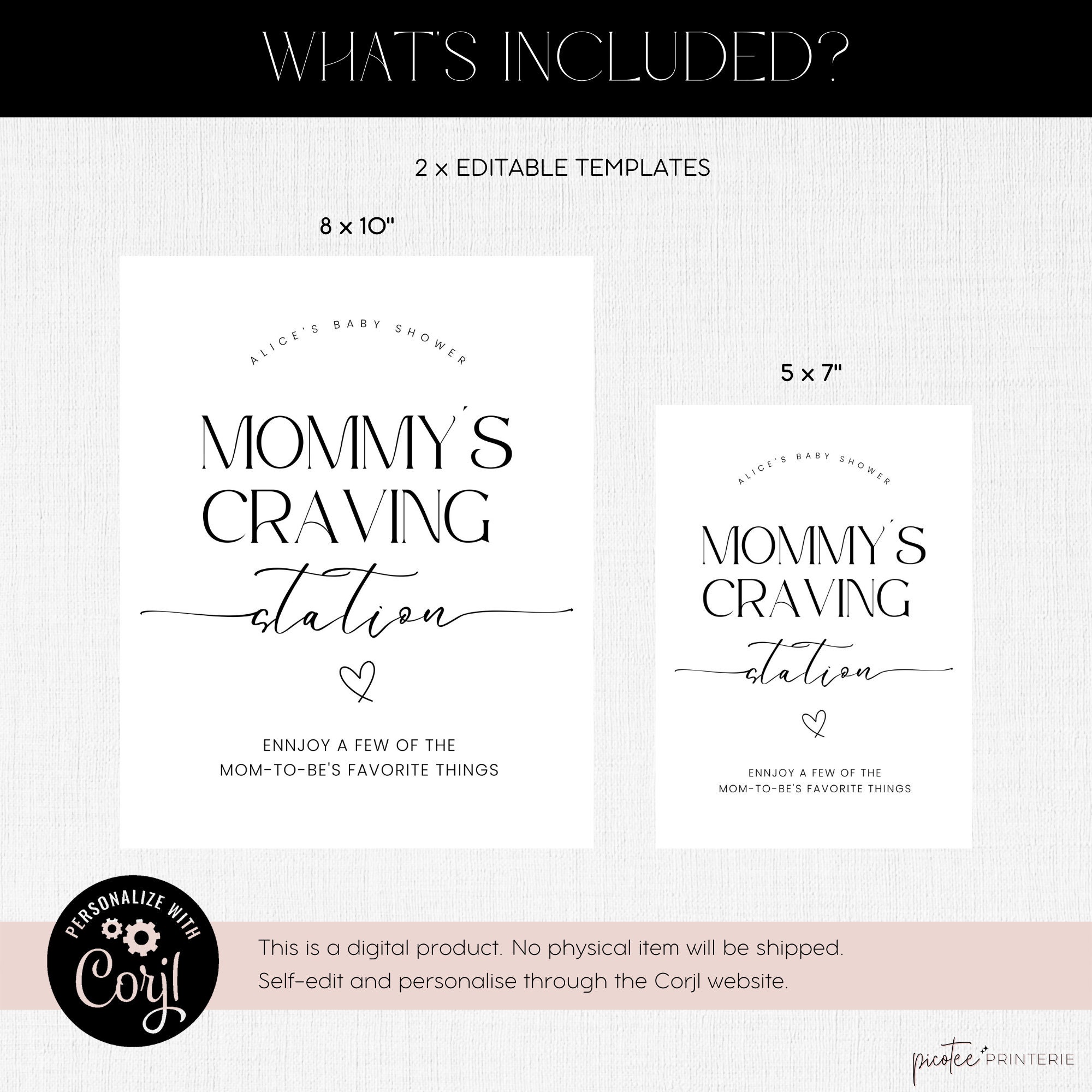 Mommy’s Craving Station Sign, Minimalist Baby Shower Sign, Dessert ...