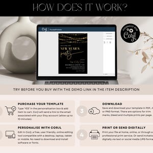 New Years Eve Invitation Template for 2026, Gold Lights NYE Party Invite, Digital and Printable Holiday Celebration Download, Editable Corjl image 6