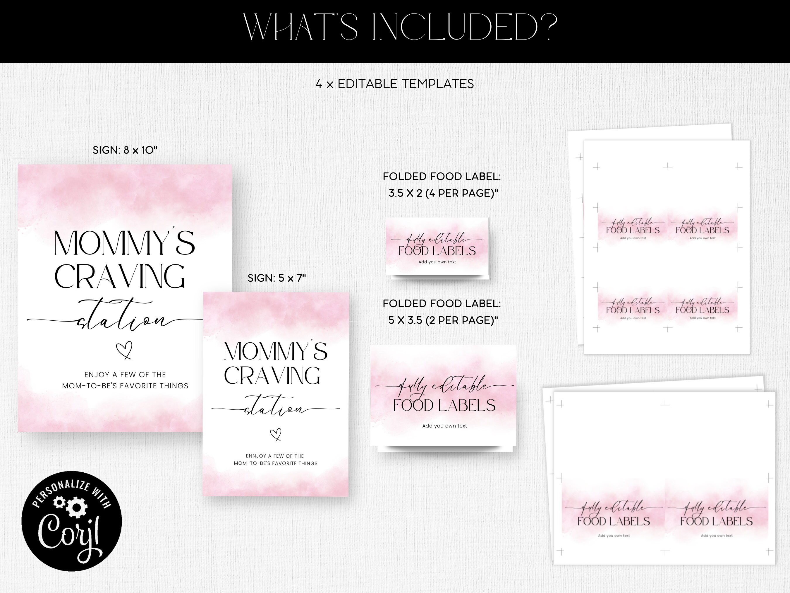 Mommy’s Craving Station Sign, Minimalist Baby Shower Girl, Editable ...