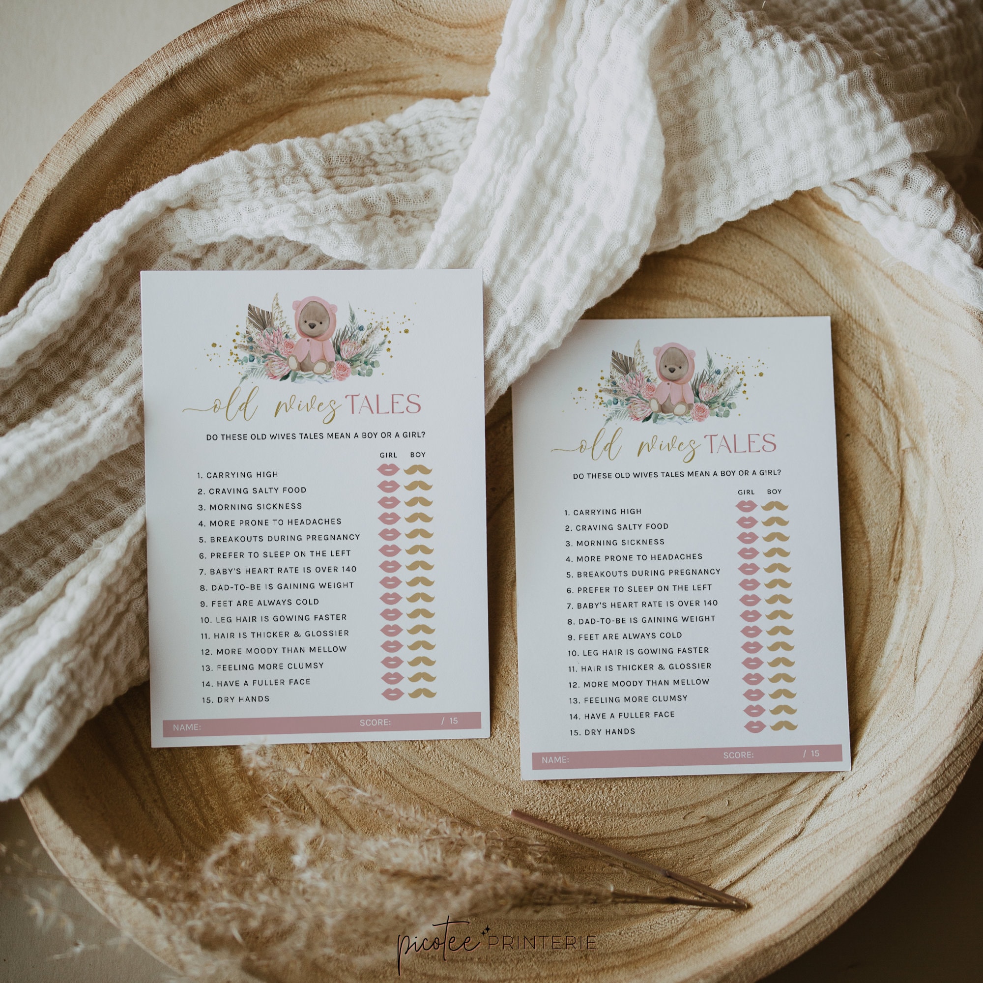 Old Wives' Tale Baby Shower Game Old Wives Tale Girl Etsy