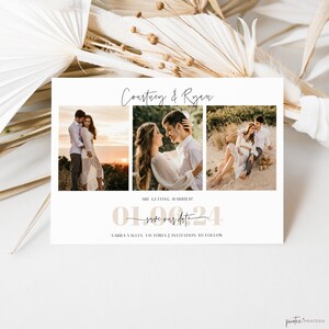 Photo Save The Date Downloadable Template, Minimalist Photo Collage Save The Date Invite, Save Our Date Card Electronic, Editable Corjl PP60