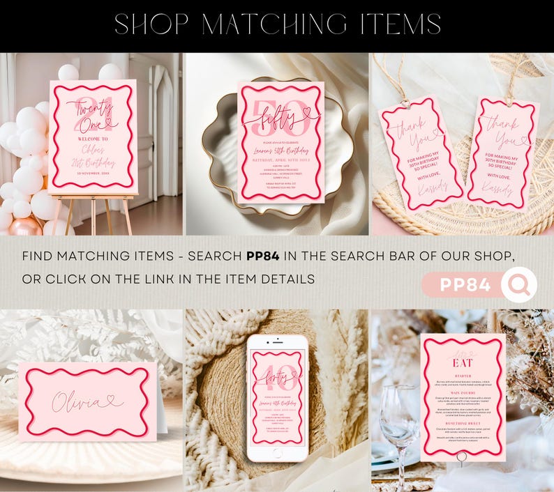 Pink Coral Wavy Border 30th Birthday Invitation Women, Scalloped 30th Party Invite for Her Printable, Editable Thirty Digital, Corjl PP84 image 8