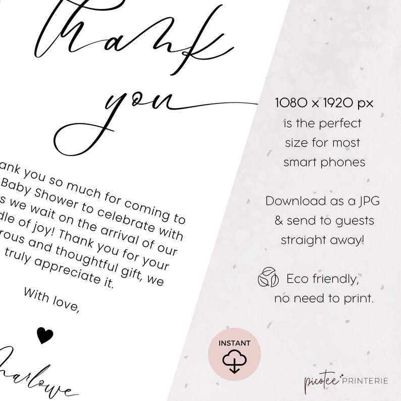 Thank You Cards Baby Shower Digital Thank You Cards Baby Etsy