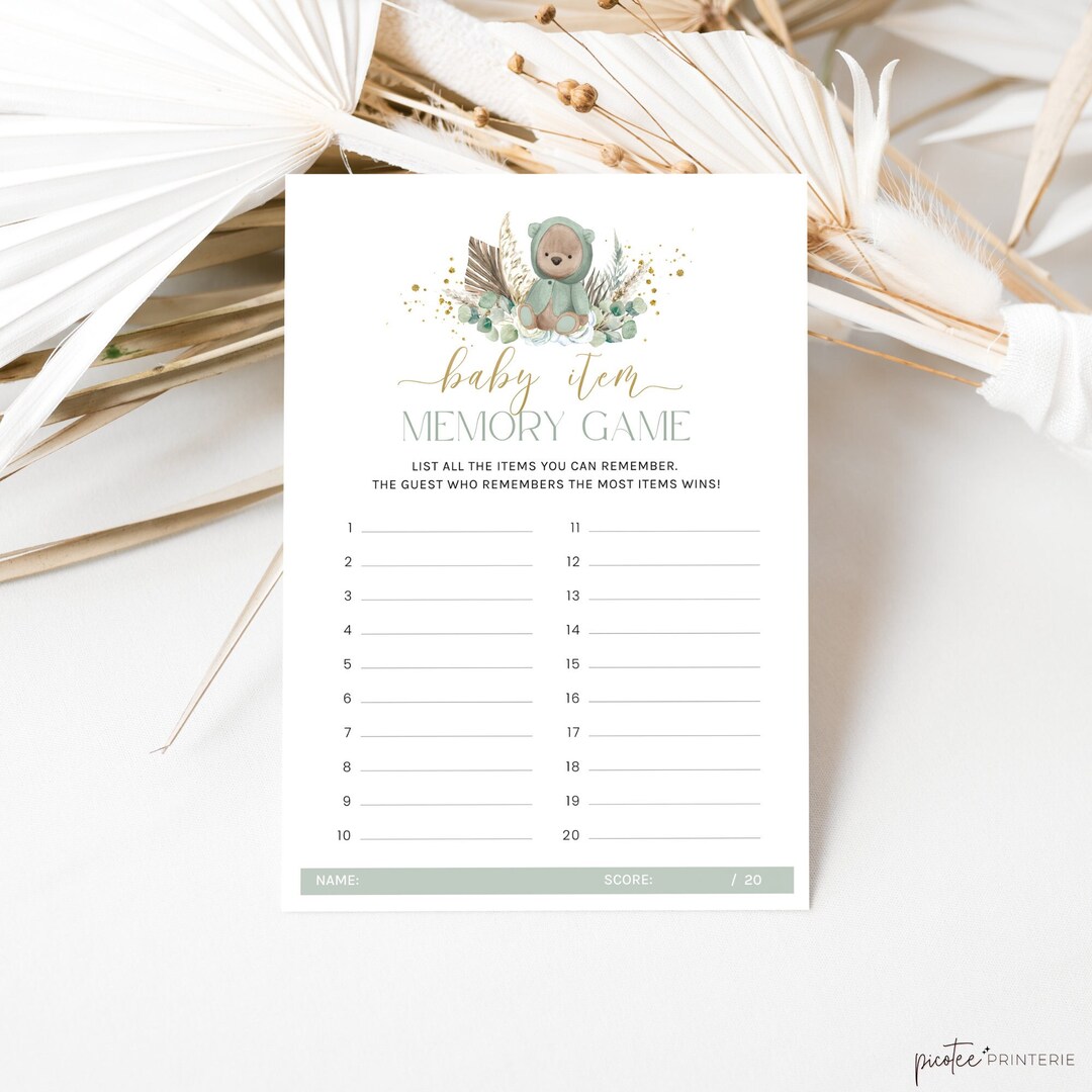 Baby Memory Game Guess the Baby Items Boho Baby Shower Baby Etsy