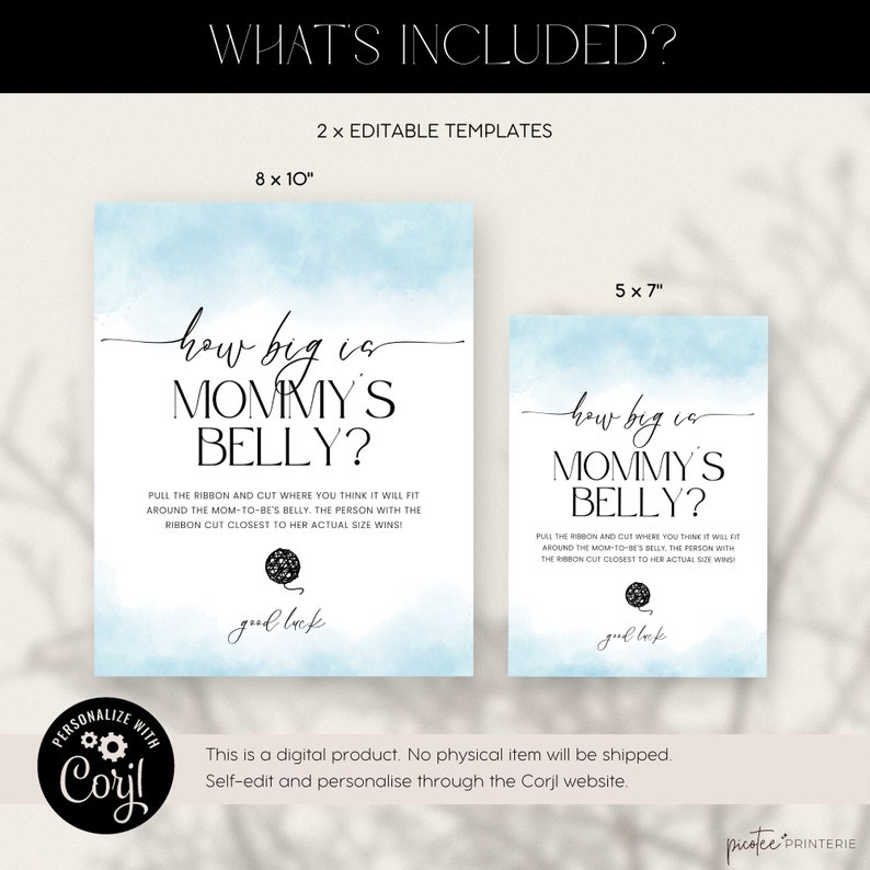 How Big is Mommy's Belly Game Printable Measure Her - Etsy