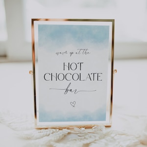 Hot Chocolate Bar Sign Printable, Warm Up at the Hot Chocolate Bar, Blue Baby Shower Sign, Hot Cocoa Bar, Baby Boy, Template, Corjl PP65
