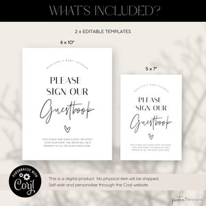 Baby Shower Guest Book Sign Template, Please Sign Our Guestbook ...
