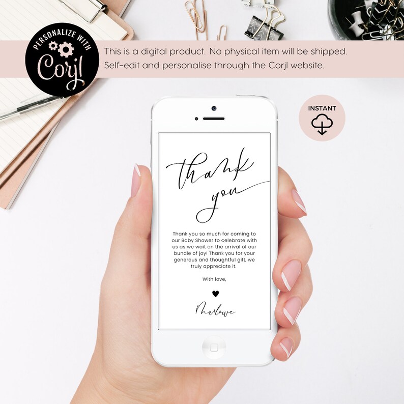 Thank You Cards Baby Shower Digital Thank You Cards Baby Etsy