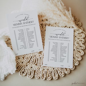 30 Carte Da Gioco Per Baby Shower 'Would Mommy Rather?' – Inglese, Minimalismo Bianco, Per Rivelazione Di Genere
