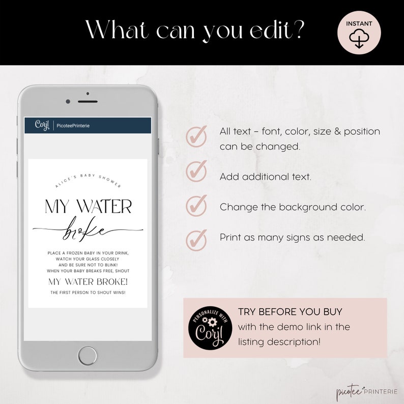 My Water Broke Baby Shower Game My Water Broke Game - Etsy