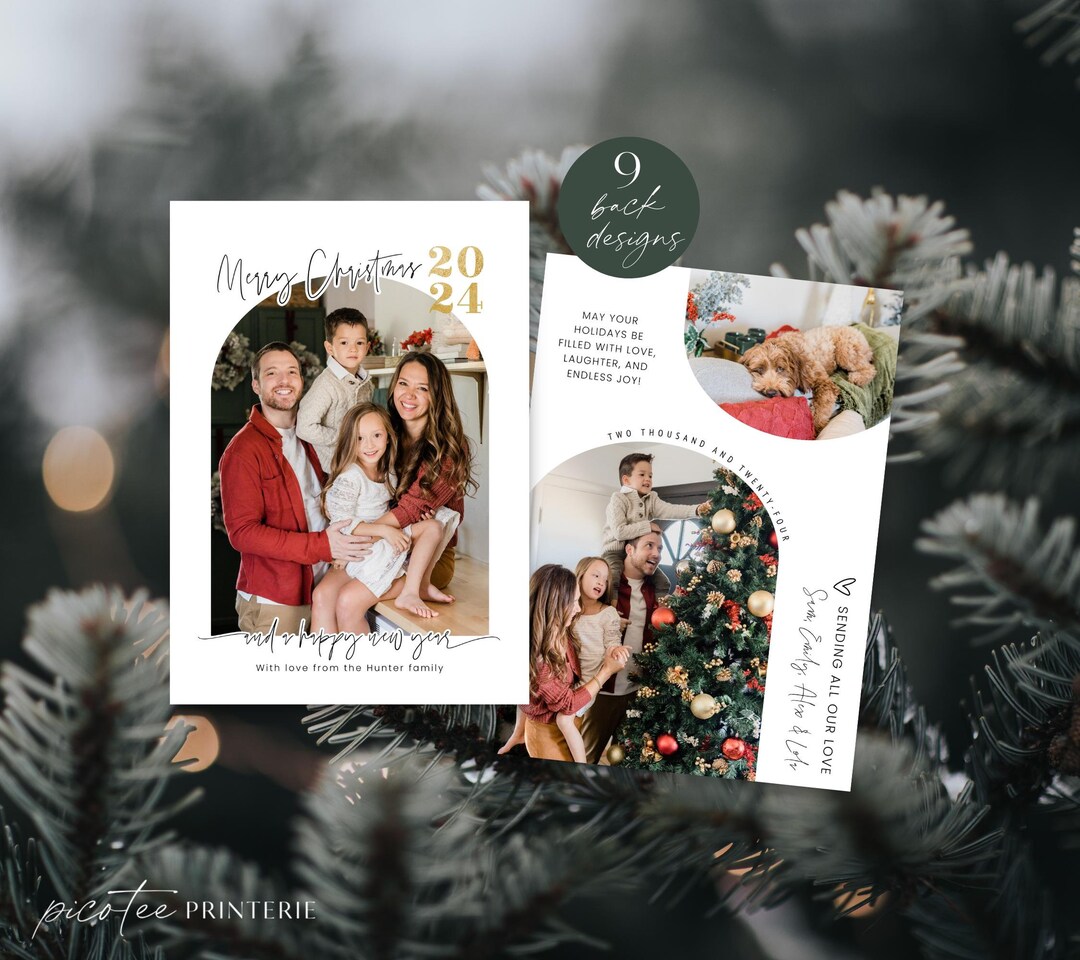 Modern Christmas Card Template Photo, Arch Merry Christmas Family Photo ...