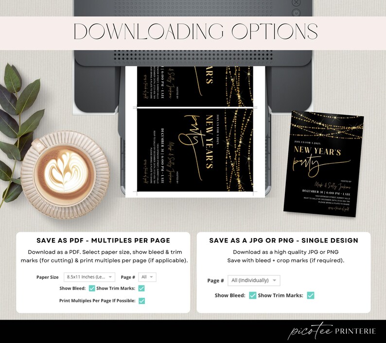 New Years Eve Invitation Template for 2026, Gold Lights NYE Party Invite, Digital and Printable Holiday Celebration Download, Editable Corjl image 7