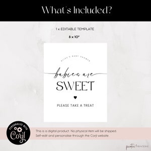 Babies Are Sweet Sign Printable, Minimalist Baby Shower Sign, Dessert ...