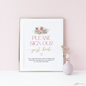 Baby Shower Guest Book Sign, Please Sign Our Guest Book Printable, Boho ...