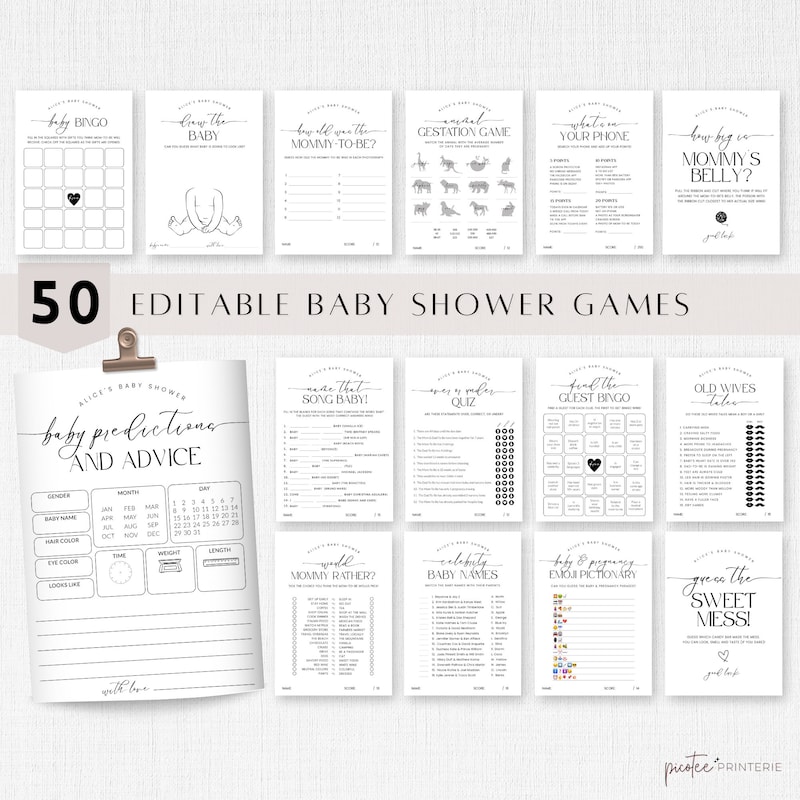Printable Baby Shower Games - Etsy
