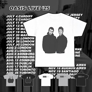 Oasis 2025 Tour Inspired Tee - Back Print, Original Graphic Band TShirt for Britpop Lover