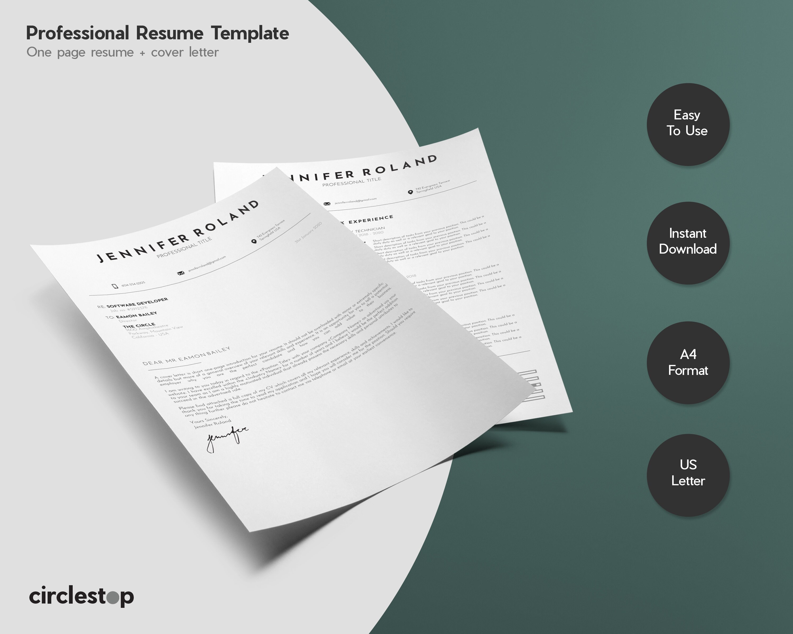 Resume Template for Microsoft Word - Professional, Modern & Minimalist ...