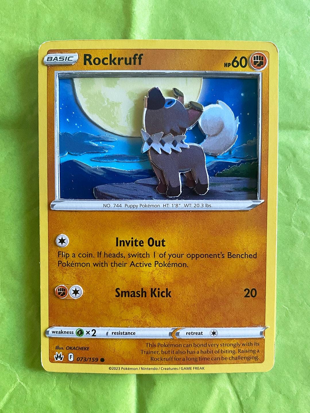 Full Rock Ruff Card Rockruff 3D Pokemon Card- CRZ073 - Etsy