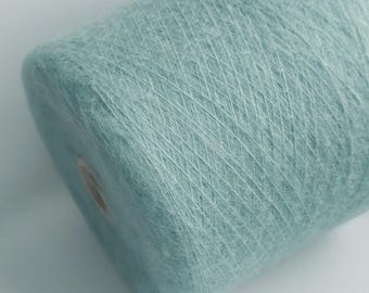 Gebleekte Aqua Kid Mohair zijden kantgaren, Italiaanse seta