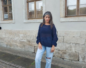 Pull Lanvin En Laine Alpaga/cachemire - Bleu Moyen Taille M - Occasion Parfait état - Luxe