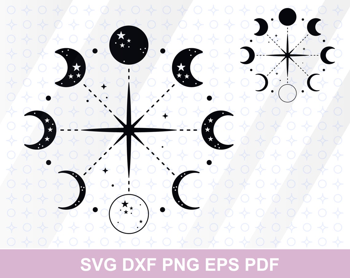Moon phases svg Circle moon png Celestial boho moon svg Etsy