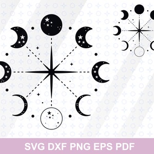 Moon phases svg Circle moon png Celestial boho moon svg | Etsy