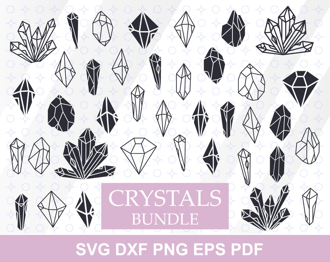 Crystal svg bundle Crystals png clipart Gemstone svg cut | Etsy