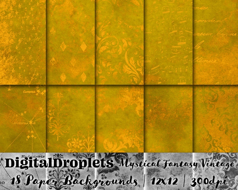 Junk Journal Mystical Fantasy Vintage Instant Download Scrapbook 12X12 Green Glow Collage Sheet Shine Digital