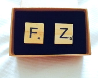 Personalised Wooden Scrabble cufflinks - Scrabble letter gift, best man, usher