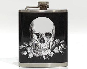 6Oz Embosssing Skeleton Head Man's Stainless Steel Hip Flask Whiskey Wine Bottle 6Oz Embosssing Skeleton Head Man's Stainless Steel Hip Flask Whiskey Wine Bottle