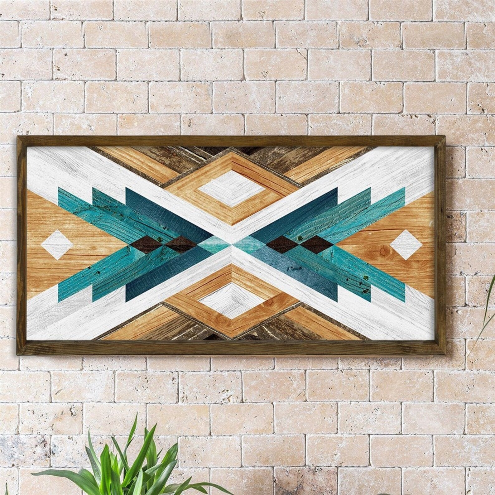 Geometric Wood Wall Artwood Wall Artreclaimed UV Painting Etsy