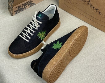HempKey® Jack Herer Weed Series: zapatos de cáñamo de alta calidad, zapatos de marihuana, zapatos de cannabis, zapatos personalizados, zapatos bordados con motivos brasileños
