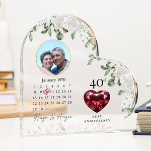 Personalized 40th Wedding Anniversary Plaque, 40 Year Anniversary Gifts, Forty Anniversary Gift, Ruby Anniversary Gift For Parents Husband W