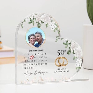 Personalized 50th Wedding Anniversary Plaque, 50 Year Wedding Gift, Custom Picture Plaue, Golden Anniversary Gift For Parents Husband Wife,