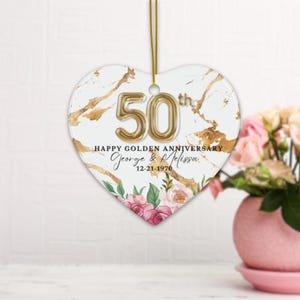 Personalized 50th Wedding Anniversary Ornament, Golden Anniversary Gift for Parents Wife Husband, 50 Year Anniversary Gift, Christmas Gift
