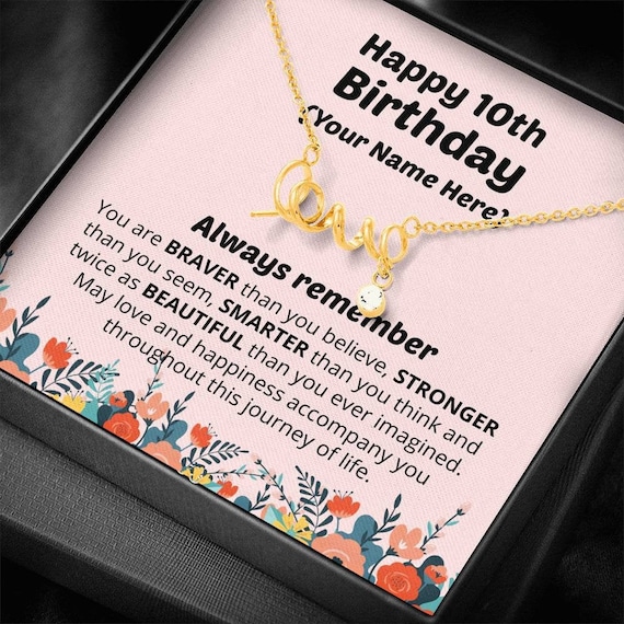 Happy 10th Birthday Necklace With Message Card Gift for 10th | Etsy