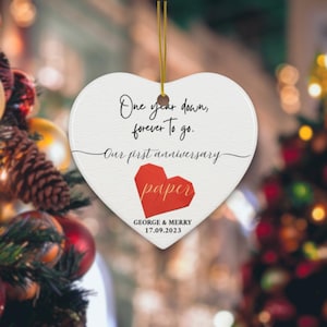 Personalized 1st Wedding Anniversary Ornament, One Year Annivesary Gifts, First Aniversary Gift, Paper Anniversary Gift For Husband Wife