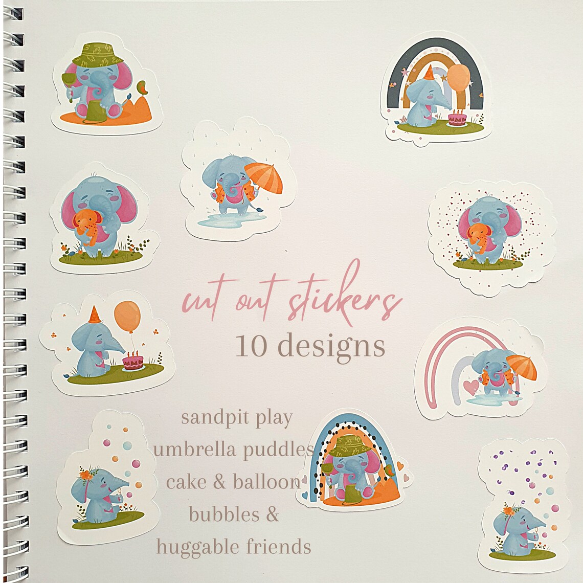 Elephant Stickers 10 Baby Elephant Fun Stickers for Baby Etsy