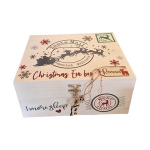 Personalised Wooden Christmas Eve Box: Glitter Snowflakes, Children&#39;s Keepsake