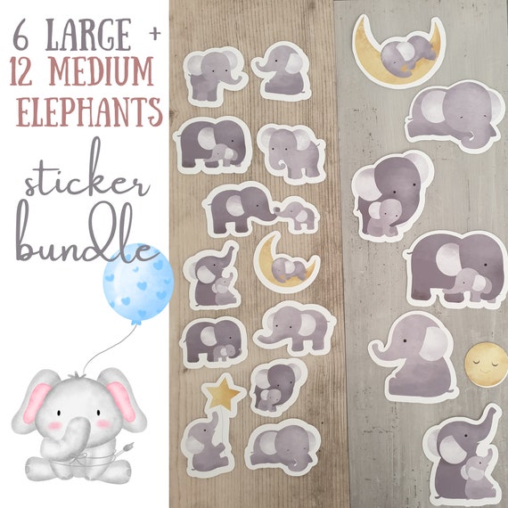 Elephant Stickers, Baby Scrapbook Sticker Pack, Baby Elephant Die